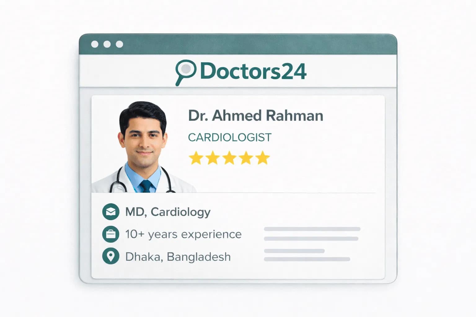 Doctor profile listing and discovery on Doctors24 health information platform